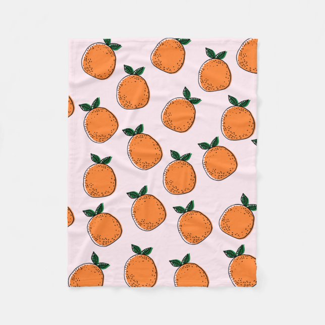 Couverture Polaire Cuisine Oranges Blanche-Toison (Devant)
