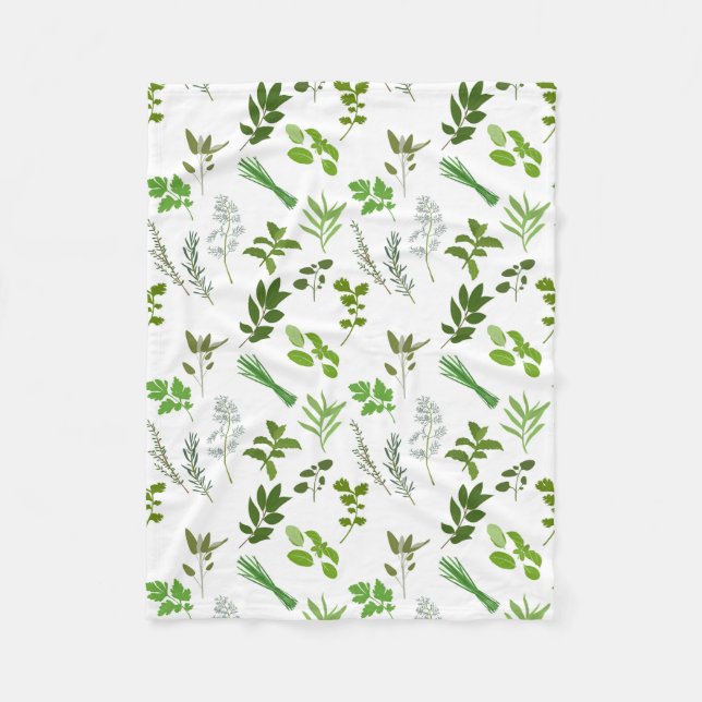 Couverture Polaire Cuisine verte Herbes de jardin culinaires (Devant)
