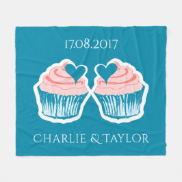 Couverture Polaire Cupcake Love texte personnalisé blanc de couple