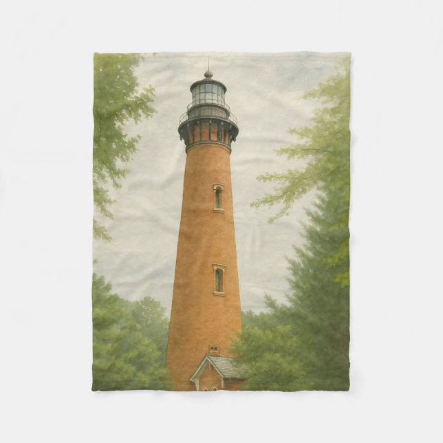 Couverture Polaire Currituck Beach Lighthouse Watercolor (Devant)