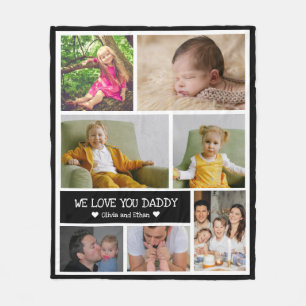 Couverture Polaire Custom 7 Photo Collage We Love You Papa