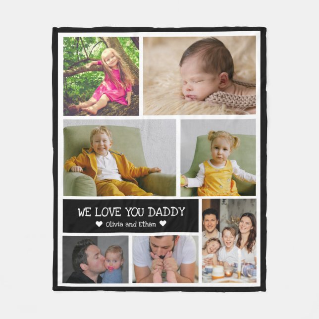 Couverture Polaire Custom 7 Photo Collage We Love You Papa (Devant)