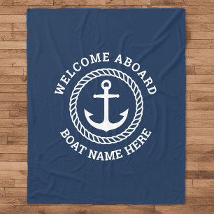 Couverture Polaire Custom boat name welcome aboard anchor and rope