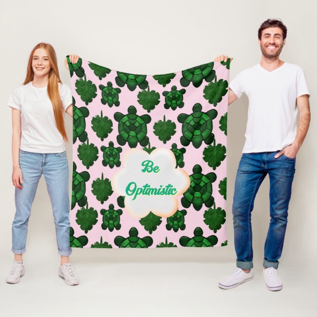 Couverture Polaire Custom Cute Turtle Leaves Seamless Pattern,  (En situation)