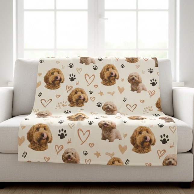 Couverture Polaire Custom Dog Photo Blanket with Hearts (Créateur téléchargé)