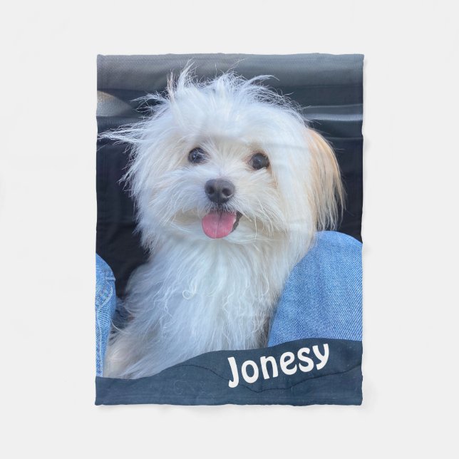 Couverture Polaire Custom Dog Photo Blanket with Pet's Name  (Devant)