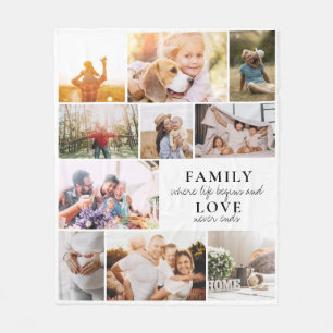 Couverture Polaire Custom Family Love Photo Collage Modern Citation C