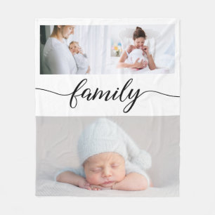 Couverture Polaire Custom Family Modern élégant Script Photo Collage