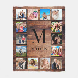 Couverture Polaire Custom Family Photo Collage Reclaimed Wood
