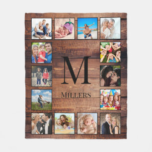 Couverture Polaire Custom Family Photo Collage Reclaimed Wood