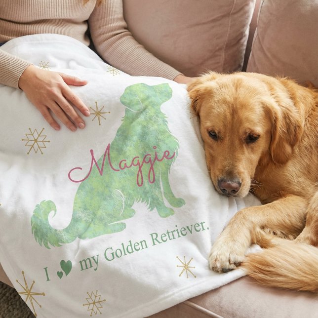 Couverture Polaire Custom Golden Retriever Christmas Mint Green (Créateur téléchargé)
