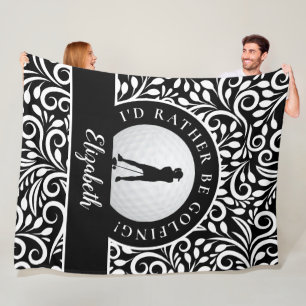 Couverture Polaire Custom Golf Silhouette Moderne Motif Noir Blanc
