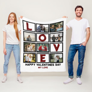 Couverture Polaire Custom Love Happy Valentines Day 8 Collage photo