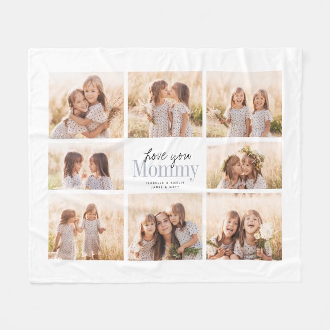 Couverture Polaire Custom Love You Mommy Mothers Day Photo Collage (Devant (Horizontal))