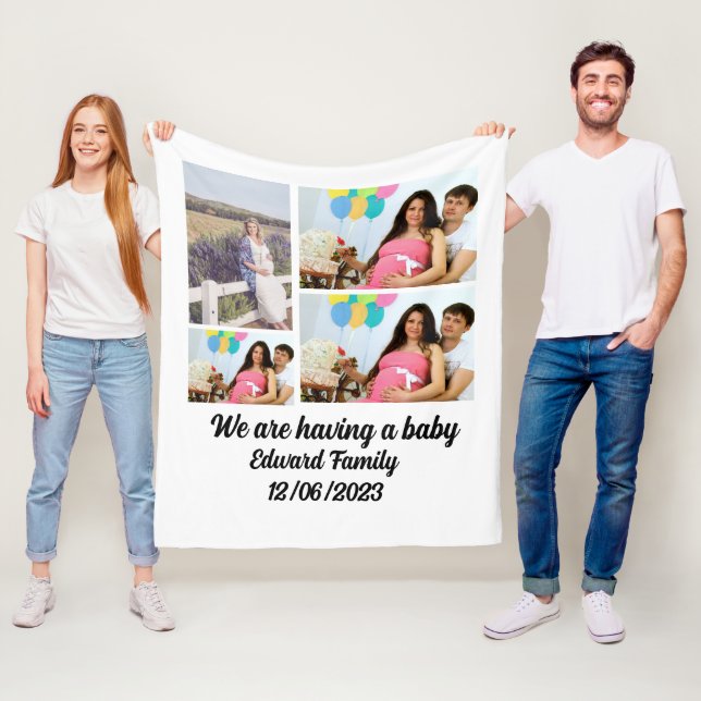 Couverture Polaire Custom Modern Baby et attendu 4 Photo Collage (En situation)