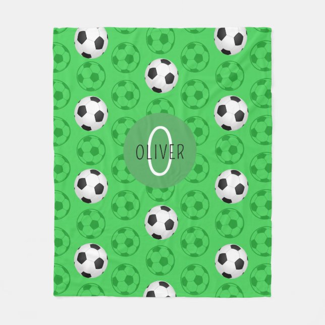 Couverture Polaire Custom Name Boys Soccer Ball Green (Devant)