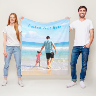 Couverture Polaire Custom Photo et texte - Your Own Design - Pour pap