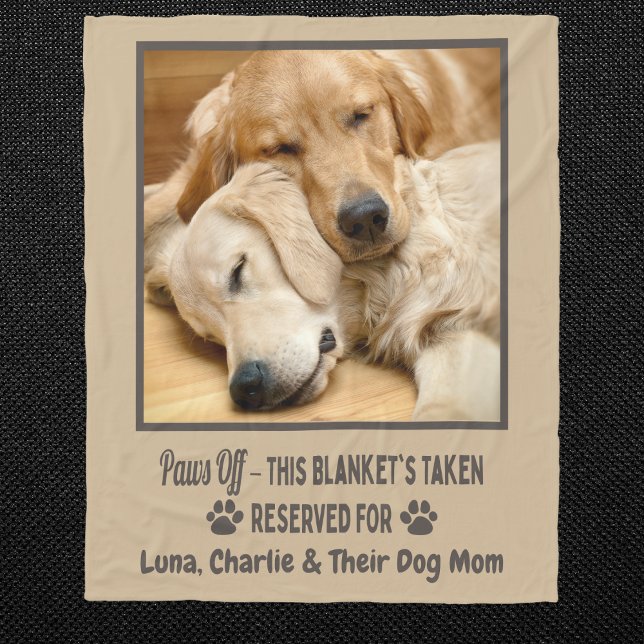 Couverture Polaire Custom Photo Pet Dog  (Custom dog photo blanket with name & “Paws Off” quote. Perfect for dog moms, dads & pet lovers!)