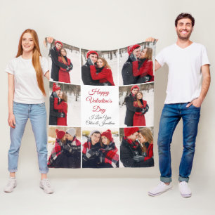 Couverture Polaire Custom Valentine's Day Romantic Love Photo Collage