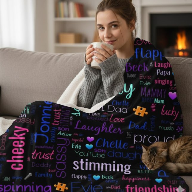 Couverture Polaire Custom Word Cloud Sherpa Fleece Blanket (Créateur téléchargé)