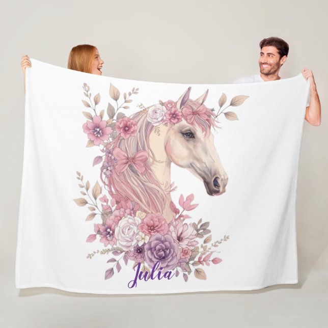 Couverture Polaire Customizable Pretty Ponies and Petals (En situation)