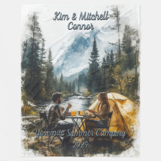 Couverture Polaire Customize Romantic Couple Mountain Stream Camping
