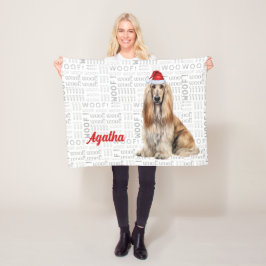 Couverture Polaire Cute Afghan Hound Dog with Name Christmas Holiday