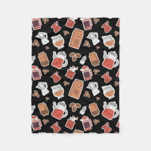 Couverture Polaire Cute Amateurs de café Caféine Theme Kawaii Motif