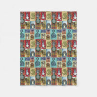 Cute Animal Collage Folk Art Design
