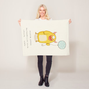Couverture Polaire Cute Aqua Yellow Little Happy Monster Birth Stat
