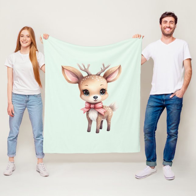Couverture Polaire Cute Baby Deer Cartoon Illustration (En situation)