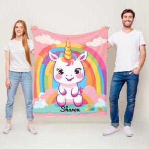 Couverture Polaire Cute Baby Unicorn Arc-en-ciel