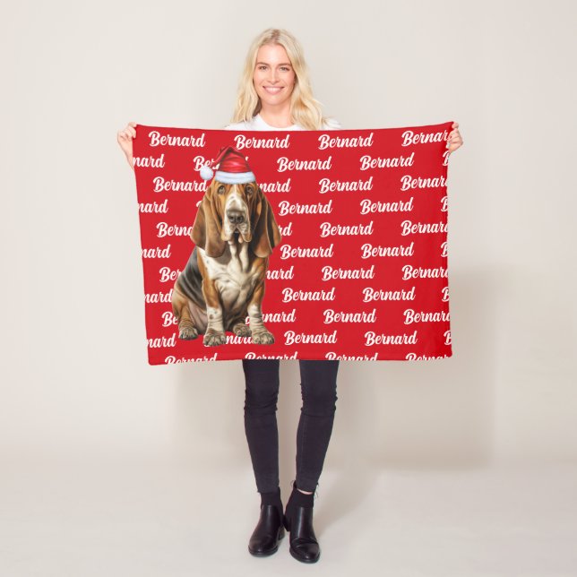 Couverture Polaire Cute Basset Hound Chien avec Chien Noël (En situation)