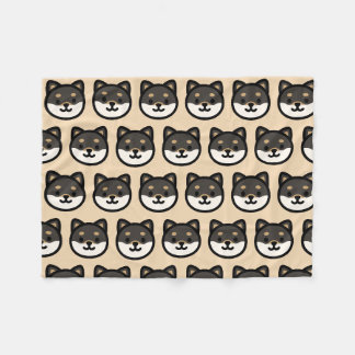 Couverture Polaire Cute black Shiba Inu Dog Face