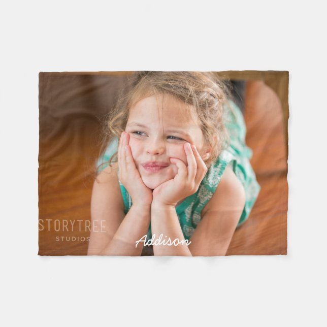 Couverture Polaire Cute Blanche en polaire avec photo (Devant (Horizontal))