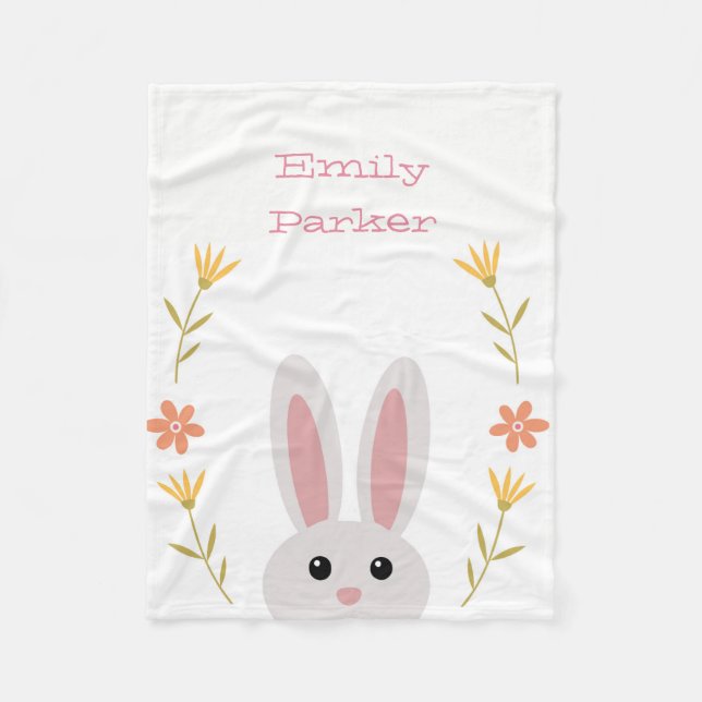 Couverture Polaire Cute Bunny Blanche-Toison personnalisée (Devant)