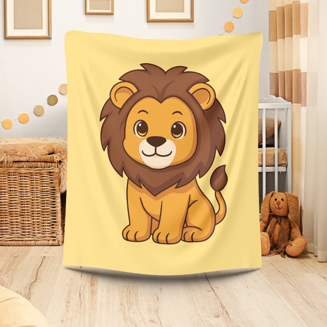 Couverture Polaire Cute Cartoon Lion on Yellow (Créateur téléchargé)