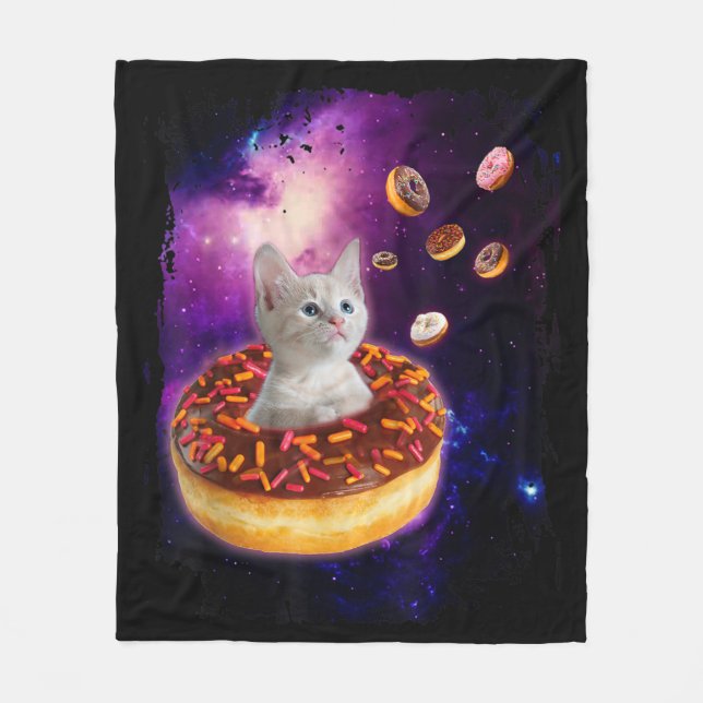 Couverture Polaire Cute Cat Inside Donut In Space Kitty Lovers (Devant)