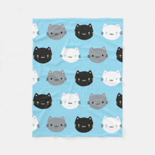 Couverture Polaire Cute Cats & Kawaii Kittens (Bleu)