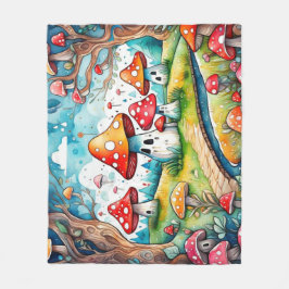 Couverture Polaire Cute champignons feuille cottage design