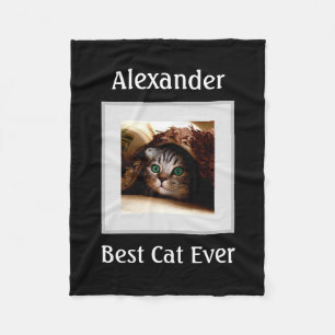 Couverture Polaire Cute Chat Personnalisé Animaux de compagnie Nom Ph