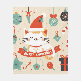 Couverture Polaire Cute chat Profitez de la saison de Noël