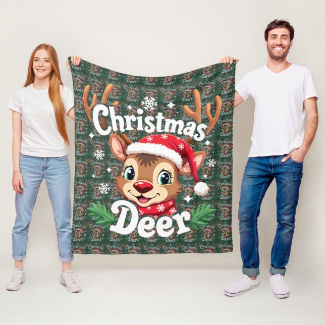 Couverture Polaire Cute Christmas Deer Illustration (En situation)