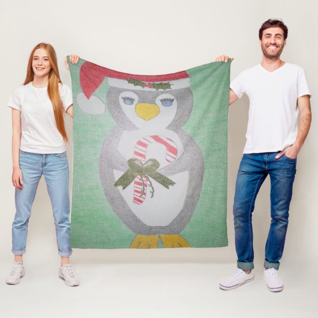 Couverture Polaire Cute Christmas Penguin (En situation)