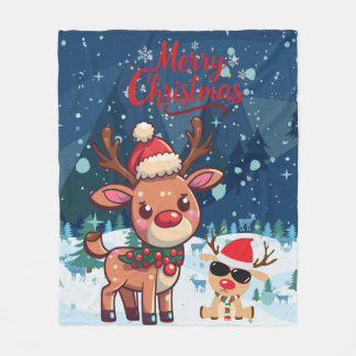 Couverture Polaire Cute Christmas Reindeer Kids Blanket