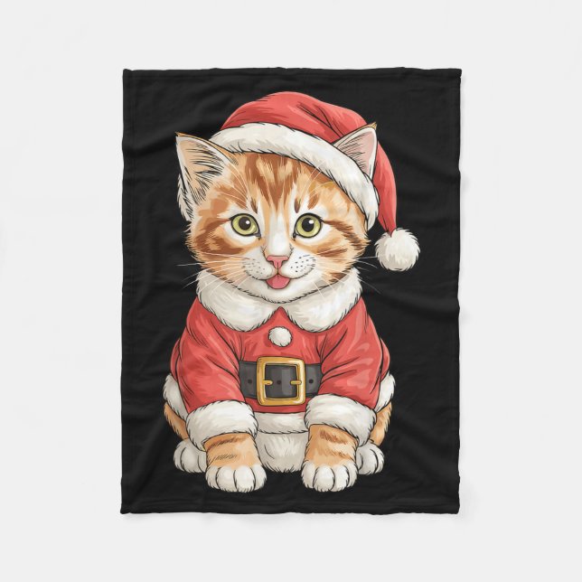 Couverture Polaire Cute Christmas Tabby Cat Santa  (Devant)