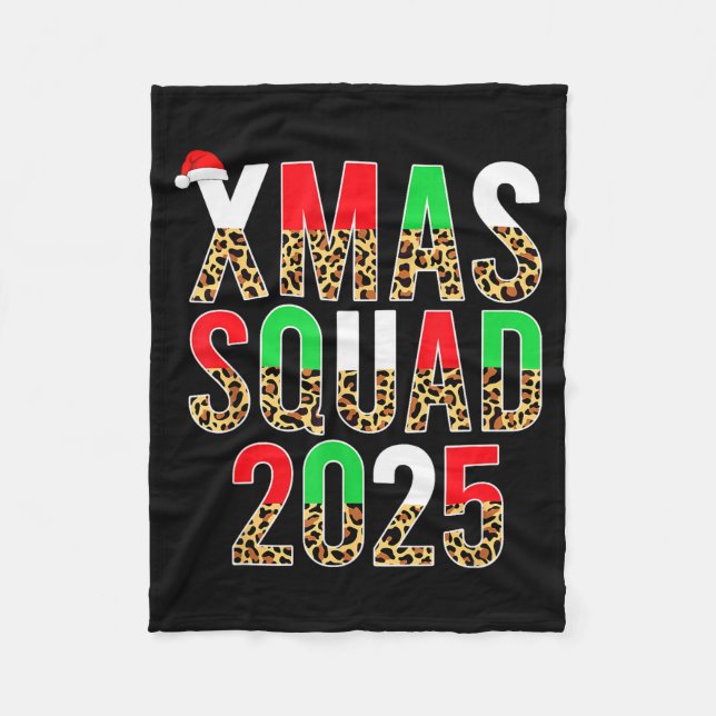 Couverture Polaire Cute Christmas Xmas Squad 2025 Leopard Print Famil (Devant)