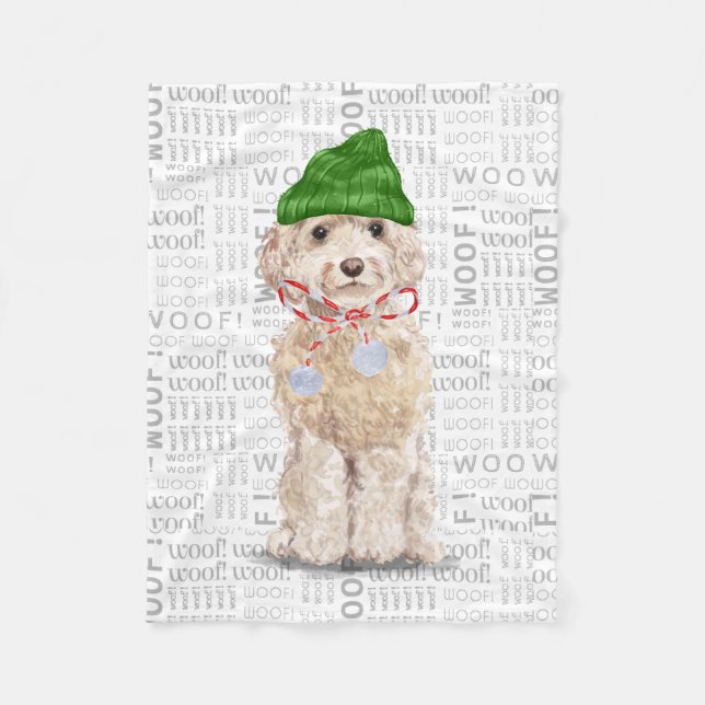 Couverture Polaire Cute Cockapoo Père Noël Chien Noël (Devant)