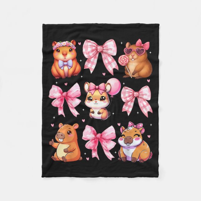 Couverture Polaire Cute Coquette Bow Capybara Pajamas Pjs Clothes Gir (Devant)