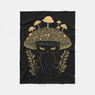 Couverture Polaire Cute Cottagecore Chat esthétique Champignon Femmes